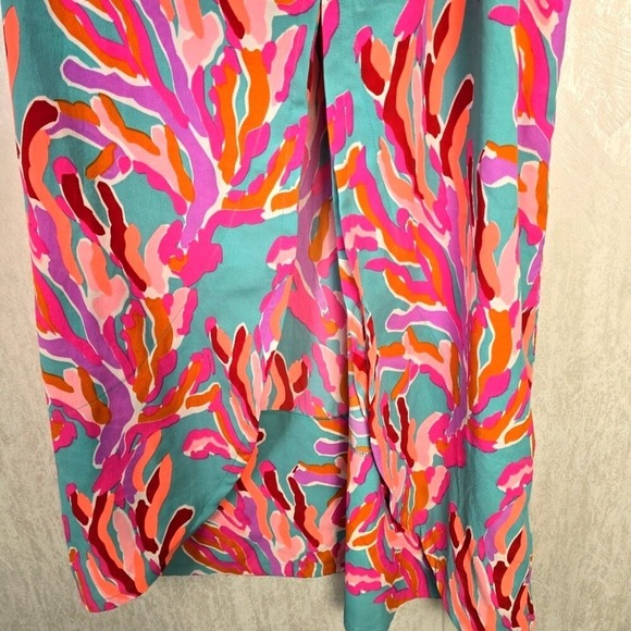 Southern Frock Womens S Maxi Dress Strappy Pink Aqua Tropical Resort Beach Vacay - Picture 7 of 8